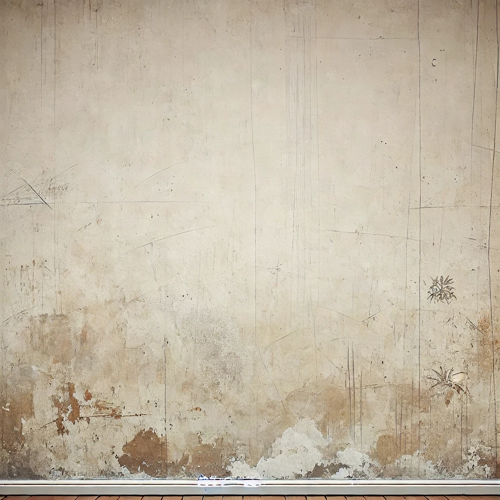 DALL·E 2024-10-22 15.13.14 - A photo of an interior wall in average (fair) condition, showing visible scuffs, light scratches, and minor patches of peeling. The wall has some fadi.webp